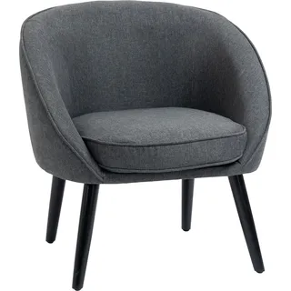 HOMCOM Loungesessel Cocktailsessel Polsterstuhl  Bürostuhl Wohnzimmerstuhl Esszimmermodern mit Leinen-Optik Holz Grau 71 x 65 x 75 cm   Aosom