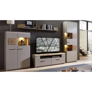 Innostyle Wohnwand Basalt/Eiche Altholz Grau/Braun - Braun