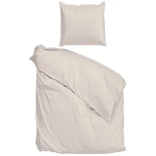 Zo!Home Flanell Bettwäsche 135x200 FLANELLA DI LINO, Sandy beige Uni Melange