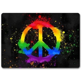 Fußmatte Regenbogen Fußmatte in 35x50 cm ohne Rand mit Peace-Zeichen, speecheese