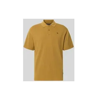 Relaxed Fit Poloshirt mit Logo-Stitching, Cognac, XXL