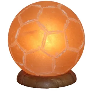 Wagner Life Design Salzkristall-Tischlampe Fussball, Leuchtmittel wechselbar, Warmweiß, Handgefertigt aus Salzkristall - jeder Stein ein Unikat, H: ca.15 cm orange