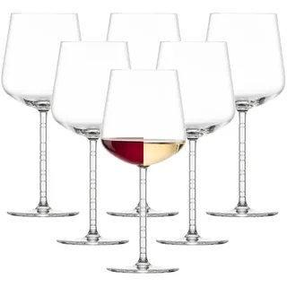 Zwiesel Glas Allround Weinglas Journey (6-er Set), 608 ml, Elegante Weingläser mit feinen Rillen im Stiel, spülmaschinenfeste Tritan®-Kristallgläser, Made in Germany