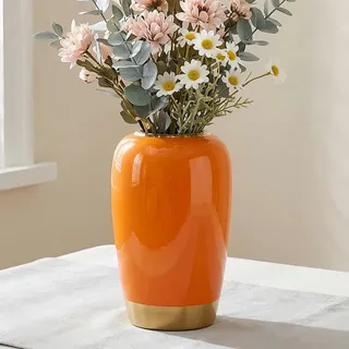 JIDOFUE Vase en céramique orange,6,89 pouces,vase décoratif Pour Fleurs, idéal Pour Salon, Bureau, Mariage et Cadeau