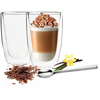 Sendez Thermoglas 2 Doppelwandige Latte Macchiato Gläser 450ml Kaffegläser, Glas