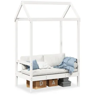 vidaXL Bank mit Dach Weiß 117,5x70x176,5 cm Massivholz Kiefer