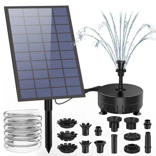 AISITIN 7W Solarbrunnen für Draussen, DIY Solar Teichpumpe mit 19 Düsen | Solar Springbrunnen für Außen mit 1,5M Wasserleitung und DIY Feste Pfähle,Solarpumpe für Garten, Teich, Vogelbad, Wasserspiel