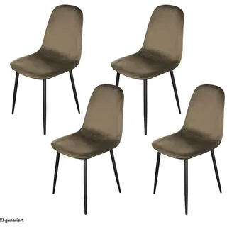 Hti-Living Esszimmerstuhl Samt Savannah Braun 4er Set