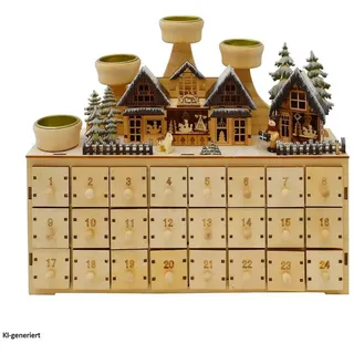 Hti-Living Adventskalender Weihnachtsmarkt zum Befüllen mit LED-Beleuchtung