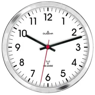 Dugena Wanduhr, Funkuhrwerk, Metall, Silber, ø 30,5 cm, inkl. Batterie