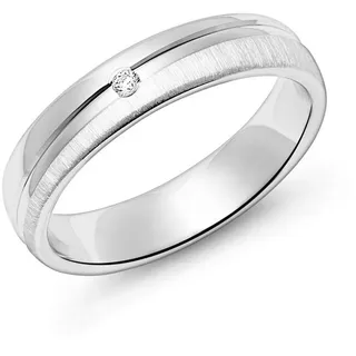 Unique Silberring Teilmattierter Damenring mit Zirkonia und Linien Design R8600cz silberfarben 48