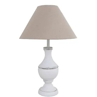 Tischlampe MARLA weiß beige H53,5cm aus Holz im Landhausstil shabby chic E27