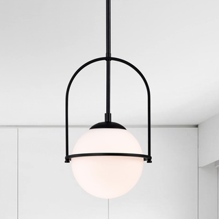 Schwarz Pendelleuchte Globus moderne Pendelleuchte Kugel-Milchglas Lampenschirm Beleuchtung für Kücheninsel 1-flammig(keine Glühbirnen)