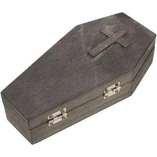 Cabilock Kleine Schmuckbox aus Holz Tragbare Aufbewahrung für Ringe und Ohrringe Halloween Deko und Geschenkbox Sargform für Schmuckliebhaber