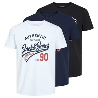 JACK & JONES Ethan Kurzarm-T-Shirt 3 Einheiten Black Pack Black / White / Navyblazer M