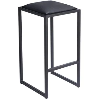 Ferro Barhocker Schwarz 64 cm - Metall Barstuhl ohne Lehne gepolstert | Loft Design kompakte Sitzlösung für Küche, Hausbar und moderne Wohnbereiche