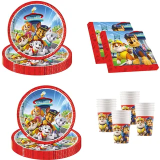Procos - Paw Patrol Geburtstag Deko, 52-Teilig, Pappteller, Becher und Servietten für Kindergeburtstag, Partygeschirr, unbekannt