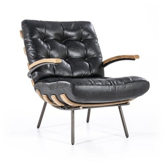 Maison ESTO Loungesessel Sessel NICOLAS Ledersessel Leder Vintage, aus hochwertigem Java-Leder schwarz