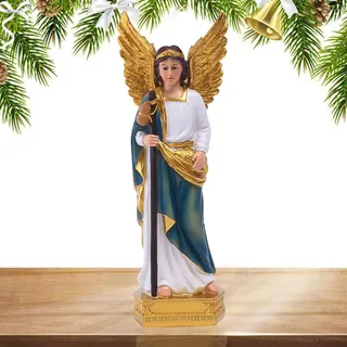 Generisch Engel Skulptur - Engel Figur | Handbemalte Kunstharz Dekofigur Für Schreibtisch Nachttisch Bücherregal Weihnachtsdeko