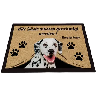 BAGEYOU Personalisierte Fußmatte mit Meinem Liebeshund Dalmatiner Alle Gäste Müssen Genehmigt Werden Bodenmatte 70 x 45 cm