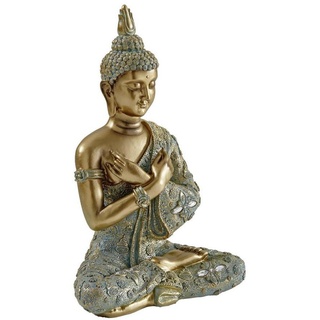 Buddha, Natur, Gold, Bronze, Kunststoff, 23x33x14 cm, sitzend, zum Stellen, Dekoration, Skulpturen & Dekoobjekte, Skulpturen