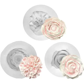 3 Verschiedene Silikonform Blumen(Ø7/7.3/6cm) Kerzenformen zum gießen 3D Silikon