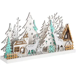 Spetebo Winterlandschaft 30 cm beleuchtet 15 LED warmweiß