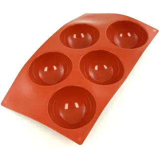 Paderno Backform aus Silikon in Lebensmittelqualität 5 Halbkugeln, Rot