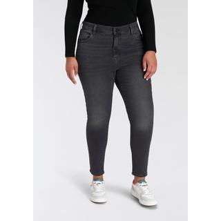 Skinny-fit-Jeans LEVI'S PLUS "721 PL HI RISE SKINNY" Gr. 22 (52), Länge 32, schwarz (black) Damen Jeans Röhrenjeans