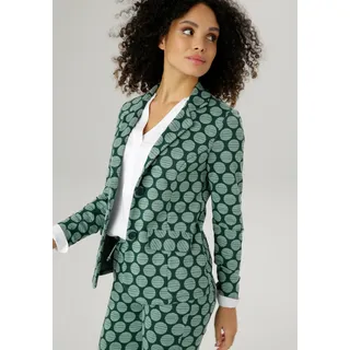 Aniston SELECTED Jerseyblazer mit gestreiften Punkten Gr. 36, dunkelgrün-mint, , 34829144-36