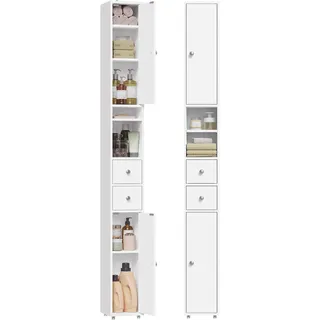 EUGAD Badezimmerschrank 20 x 20 x 180 cm Weiß