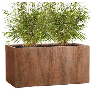 Pflanzwerk® Pflanzkübel Pflanzkübel TUB - (Rost) - 30cm x 60cm x 30cm, Fiberglas - Handgefertigt - Rechteckig - Frostbeständig braun 60 cm x 30 cm x 30 cm