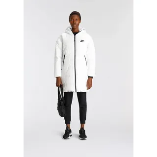 Steppmantel NIKE SPORTSWEAR "Therma-FIT Repel Women's Hooded Parka", Damen, Gr. L (44/46), schwarz-weiß (summit weiß, schwarz, schwarz), Obermaterial: 100% Polyester. Futter: 100% Polyester. Wattierung: 100% Polyester, sportlich, Langarm, Mäntel