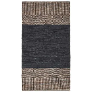 Homescapes Lederteppich 150 x 240 cm Schwarz/Braun