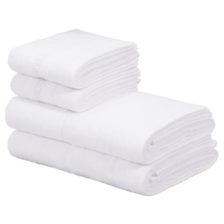 my home Handtuch Set »Aiden«, Handtücher mit Markenlogo Stickerei in der Bordüre, Frottier (Set, 4-St), 2 Gästehandtücher, 2 Handtücher, aus 100% Baumwolle weiß