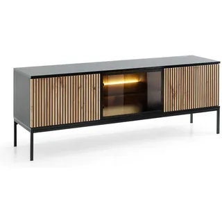 meble piaski Sento Lowboard 154x39x56 cm Schwarz/Wotan Eiche Holz