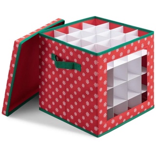 Navaris Aufbewahrungsbox Aufbewahrungsbox für Weihnachtskugeln - Sortierbox mit 64 Fächern, Aufbewahrungsbox für Weihnachtskugeln - Sortierbox mit 64 Fächern rot
