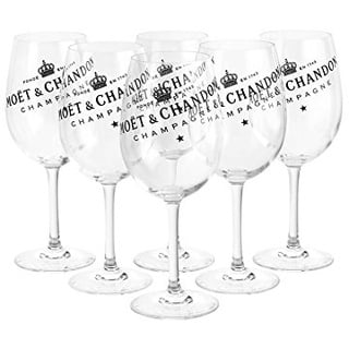 6 x Moët & Chandon Champagner Glas Gläser Set Ice Imperial Echtglas klar mit schwarzem Schriftzug (6 Stück)