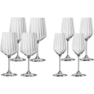 Spiegelau, 8-teiliges LifeStyle Set, 4x Rotweinglas (630ml), 4x Champagnerglas (310ml), 4459896, Weingläser und Sektgläser aus Kristallglas, Spülmaschinenfest, Klar