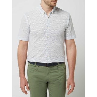 Slim Fit Business-Hemd aus Piqué mit kurzem Arm - 'Futureflex', Weiss, XXL