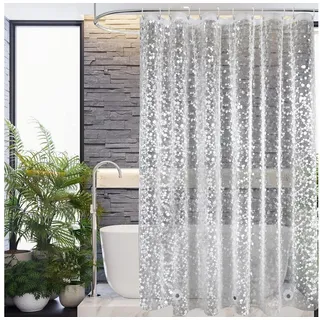 EurCross Duschvorhang Duschvorhang Transparent 180x190cm Wasserdicht mit Magnet & Gewicht beige