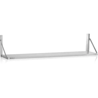 Mahlzeit Edelstahl Wandregal | 150 x 30 cm | Hängeregal, Klappbar | Silber | Ablage Regal Gastro, Wandregal Küchenregal, Schweberegal, Tiefe 30cm, Shelf