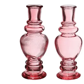 NaDeco Dekovase Glasvase "Venice" 2er Set in Soft Pink, Größe h.15.5 Ø 5.7cm
