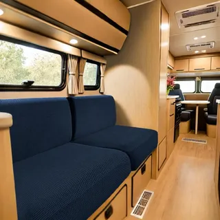 SYLC Bezüge Für Wohnwagenpolster Jacquard, rutschfeste Wohnmobil Sitzbezüge Mit 2 Cord, Sofa Sitzkissenbezug Für Schonbezug Wohnwagen Polster (Navy Blue,Breite 45-65 cm, Tiefe 45-65 cm)