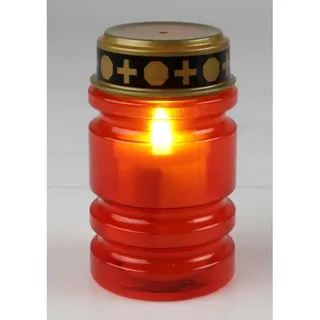 Buri 24x LED Grablichter Rot Glas Kerzen Leuchte Friedhof Schmuck Laterne Dekoration