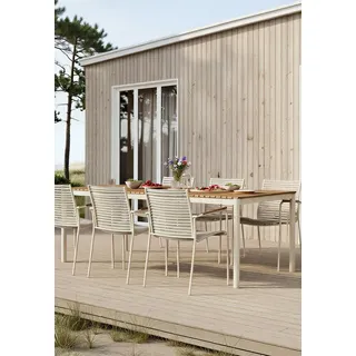 Cinas Garten-Essgruppe Mood, (7-tlg), Gartenmöbel Set, Teak, Aluminium, Runde Beine, Skandinavisch, Terasse braun