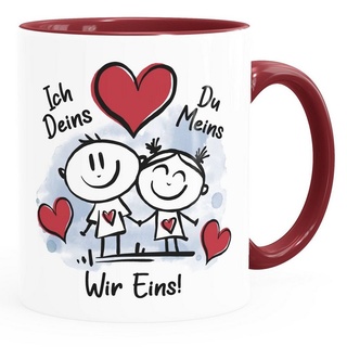 SpecialMe Tasse Kaffee-Tasse Liebe verliebte Strichmännchem Spruch Ich Deins Du Meins Herz Geschenk Valentinstag Jahrestag SpecialMe®, Keramik rot