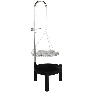 Schwenkgrill mit Seilzug Höhe 143cm und Feuerschale Ø 50cm Metall Schwenk Grill