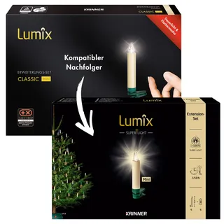 Krinner Lumix® Superlight - Nachfolger der Kabellosen Kerzen Classic Mini, kabellose LED-Mini-Christbaumkerzen, Erweiterungs-Set mit 6 Kerzen, Flackermodus, elfenbein