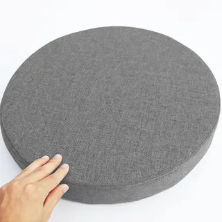 Waigg Kii Verdickte Stuhl-Sitzkissen, rund, Sitzkissen, waschbar, für Esszimmer, Büro, Terrasse, 50 x 50 x 8 cm, grau